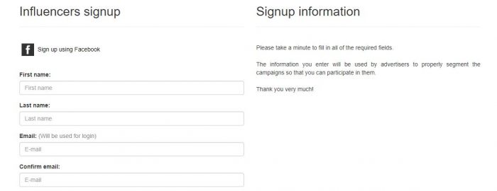 Formulario de registro de socialpubli.com